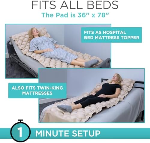 Vive Alternating Air Pressure Mattress Pad - The Original Bed Sore Solution | Dr. Recommended Hospital Bed Topper for Bedridden Patients - Includes Waterproof, Breathable Ulcer Cushion & Quiet Pump