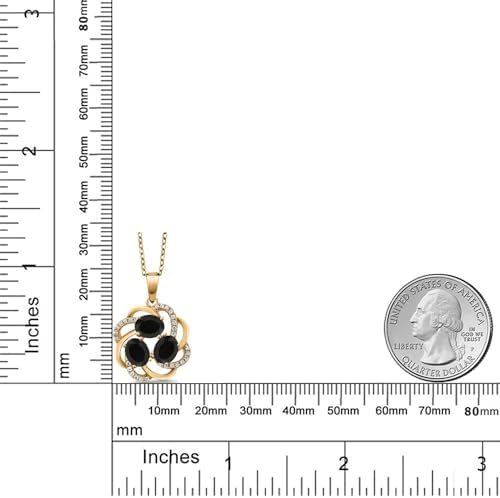 Gem Stone King 18K Yellow Gold Plated Silver Gemstone Birthstones 3 Stone Spiral Pendant Necklace for Women | Oval 6X4MM | Includes 18 Inch Chain
