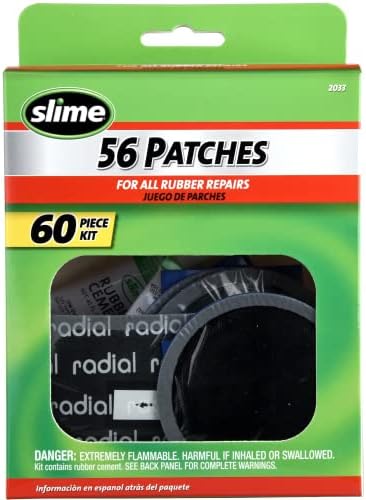 Slime 1022-A Tube Rubber Patch Kit, for Bikes and Other Inflatables, Contains, 5 Patches, Scuffer and Glue