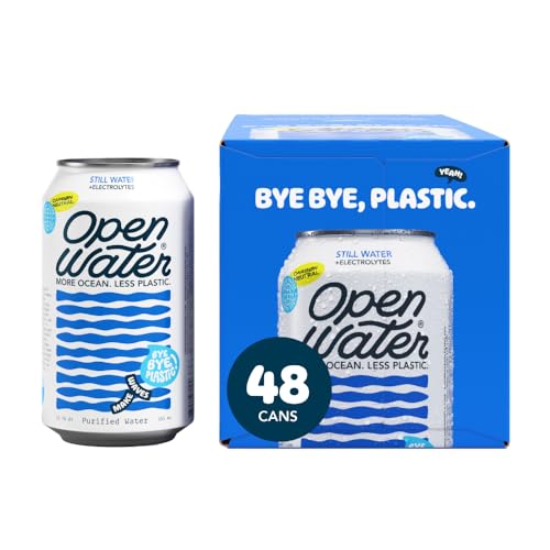 Open Water Still 12oz cans (2 cases, 24 cans) - Sustainable Aluminum Canned Still Water With Electrolytes - 7.0 pH Balanced BPA-Free Ultra-Purified Water