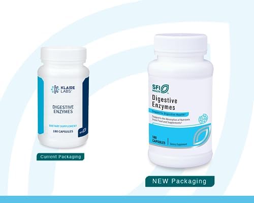 Klaire Labs SFI Health Digestive Enzymes, 180 Capsules | Gut Health Supplements with Lipase, Amylase & Protease Enzymes for Digestion
