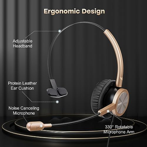 MAIRDI Phone Headset with RJ9 & 3.5mm Jacks for Call Center Office Deskphone Cell Phone PC Laptop