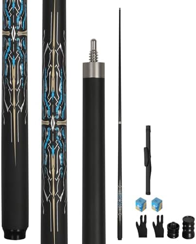 Carbon Fiber Pool Cue Stick 19.5 oz, Professional 10mm Rainbow Tip, 3 * 8 * 8 Joint, Suitable for Billiards and Snooker
