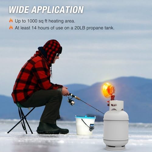 Single Tank Top Propane Heater, 15, 000 BTU Portable Radiant with Adjustable Heat Modes, Tip-Over Safety & Shut-Off Valve