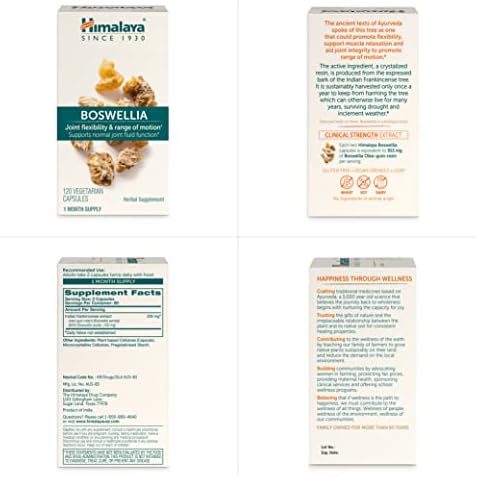 Himalaya Boswellia Extract Supplement for Joint Health, 250 mg,120 Capsules
