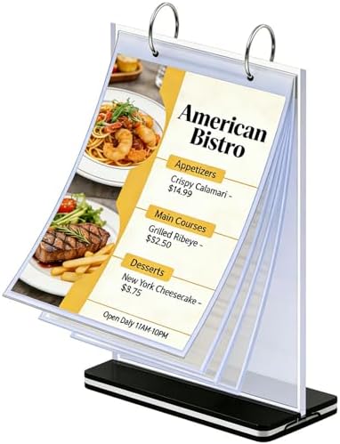 A5 Acrylic Plastic Folder with T-Shaped Stand - Indoor/Outdoor Suction Cup Holder -- For Documents, Photos, Menus & Marketing Racks