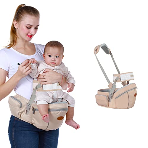 Baby Hip Seat Carrier Baby Waist Stool for Child Infant Toddler with Adjustable Strap Buckle Pocket Soft Inner Huge Storage (Dark Grey)