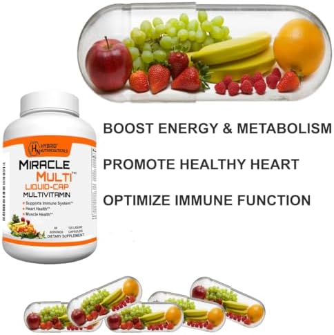 MiracleMulti Liquid Multivitamin Capsules for Men & Women - Complete Whole Food Blend Daily Vitamin & Mineral Supplement with CoQ10, B12