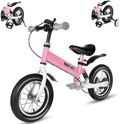 Balance Bike 2 in 1,The Dual Use of a Kids Balance Bike and Kids Bike,12 14 Inches for 2-6 Years Old,with Shock Absorbers, Fenders, Pedals, Auxiliary Wheels