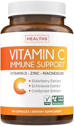 Vitamin C Immune Support Supplement - Immune Boost Blend with Elderberry Vitamin C and Zinc for Daily & Seasonal Support - Magnesium Zinc Vit C & D