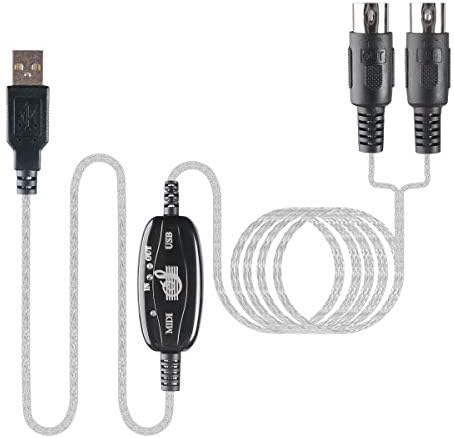 TENINYU USB to MIDI Cable Converter 2 in 1 PC to Synthesizer Music Studio Keyboard Interface Wire Plug Controller Adapter Cord 16 Channels Supports