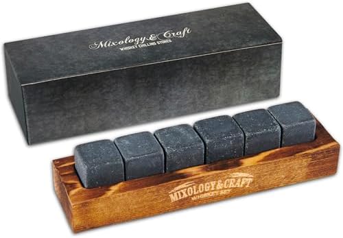 Mixology & Craft Whiskey Stones - Cube-Shaped Granite Chilling Whiskey Rocks Set of 6