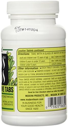 Swiss Kriss Herbal Laxative Tablets, Natural Laxatives for Constipation Relief, Senna Laxative, 250 tablets, (Pack of 2)