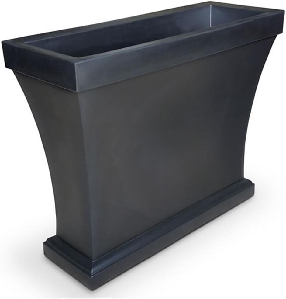 Mayne Bordeaux 40in Rectangular Trough Planter, Black | All season, Indoor/Outdoor, Double-wall design, Fade resistant, 15-year warranty
