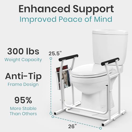 Vive Toilet Safety Rail with Arms - 300LBS Support Frame with Handles | Seniors, Elderly