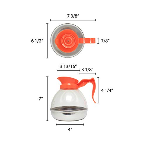 Thunder Group PLCD064D Coffee Decanter, 64 oz. Capacity, Durable Plastic Handle/top, Decaf, Break-Resistant, Polycarbonate Body, Stainless Steel Base