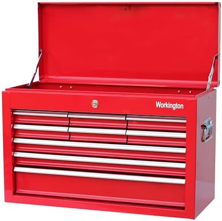 Workington Portable Metal Tool Chest with 9 Drawers, 24" 9-Drawer Tool Chest Cabinet with Ball Bearing Drawer Slides