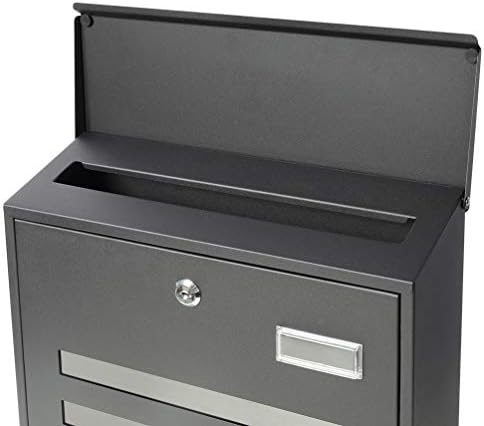 Decaller Large Capacity Mailbox with Key Lock, Wall Mount Metal Mail Box with Newspaper Compartment for Outside, 14.4" x 13" x 4.2", 938 Black