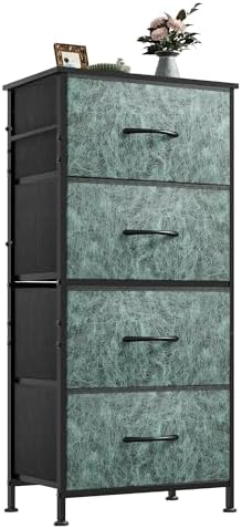 WLIVE Small Dresser Nightstand for Bedroom, 4 Drawers, Light Grey | 4 vertical fabric drawers, Space-saving tower, Bedroom or closet use, Chest of drawers, Dresser for small spaces
