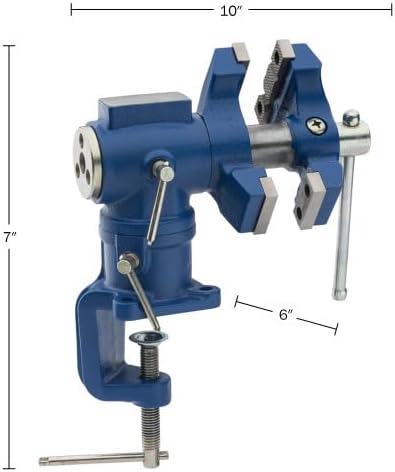 Universal Bench Vise Grip - Multi-Position Modular Cast Iron Woodworking and Metal Working Table Vise with 2 Rotating Jaws and Anvil - Portable Grip