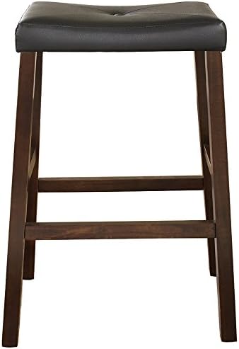 Crosley Furniture Upholstered Saddle Seat Counter Height Bar Stools Set of 2, Black, 24-inch