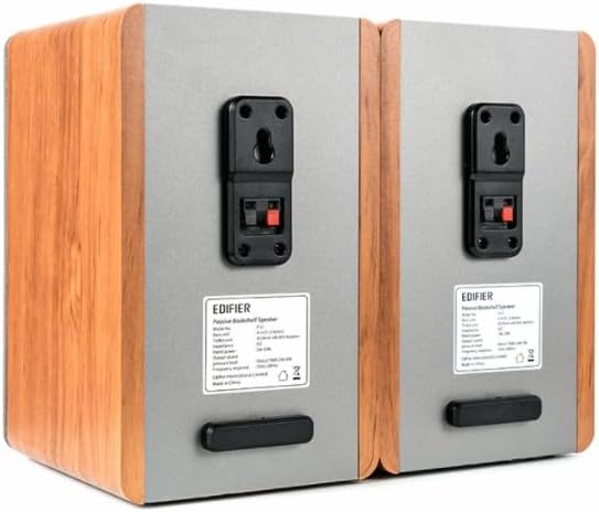 Edifier P12 Passive Bookshelf Speaker - 2-Way Speakers with Built-in Wall-Mount Bracket - Wood Color, Pair - Needs Amplifier or Receiver to Operate