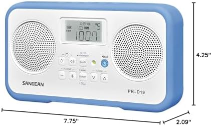 Sangean PR-D19BK FM Stereo/AM Digital Tuning Portable Radio with Protective Bumper (Gray/Black)