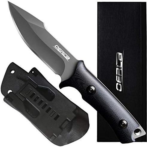 OERLA Fixed Blade Knife, Full Tang 420HC Stainless Steel Camping Knife, Outdoor EDC Hunting Survival Utility Knife with G10 Handle and Kydex Sheath