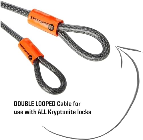 Kryptonite KryptoFlex 410 Double Loop Security Cable, 4FT Long Braided Steel Flex Bike Lock Anti-Theft Cable with Looped Ends for Outdoor Equipment