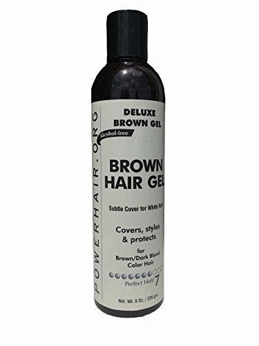 POWERHAIR Hair Gel, Subtle cover for gray hair, alcohol free, perfect hold, 8 Fl oz.(Black/Red/Brown) (BROWN for Dark Blonde)