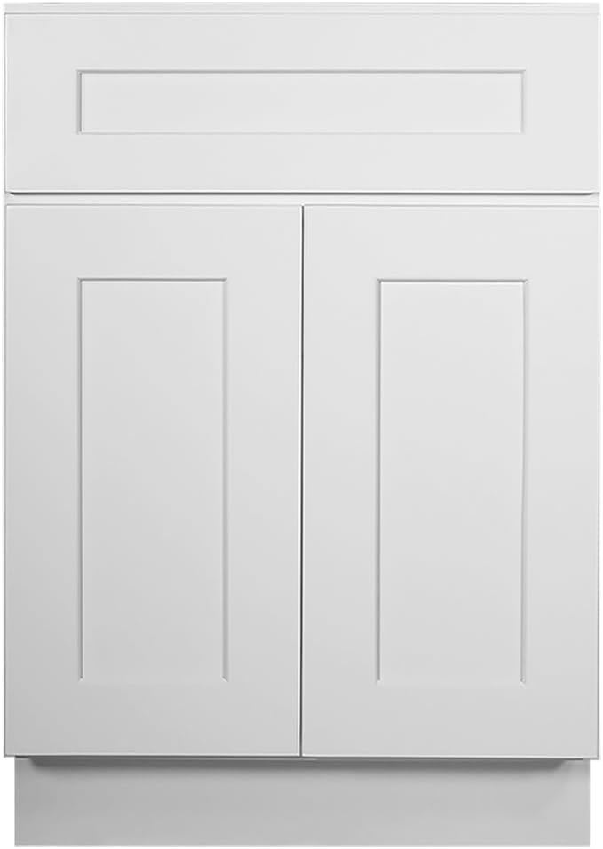 Brookings Shaker Unassembled Base Kitchen Cabinet B18, 18 W x 24 D x 34.5 H, Painted White with Sherwin Williams®, Solid Wood – Design House, 561340 | Adjustable Shelves, Adjustable Hinges, Floor Mount, Contemporary/Modern, Wood, Kitchen, 561340