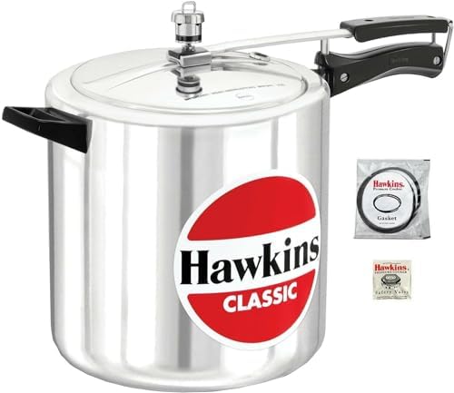 Hawkins Aluminium 8 Litre Classic Pressure Cooker, Tall Design Inner Lid Cooker, Big Cooker, Silver (Cl8T)