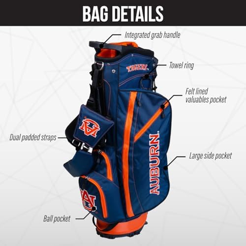 Team Golf NCAA Auburn University Tigers Fairway Golf Stand Bag Fairway Golf Stand Bag, Lightweight, 14-way Top, Spring Action Stand