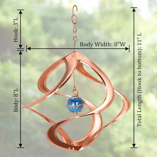 Red Carpet Studios The Original Cosmix Helix Wind Spinner Indoor/Outdoor Hanging Art, 11" Tall, Copper with Blue Planet