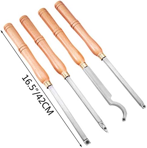 VEVOR Wood Turning Tools 4PC Set, Carbide Lathe Tools with Diamond, Round, Square Cutters, Comfortable Grip Handles for DIY Hobbyists