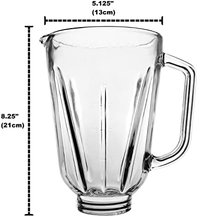 Univen 6 Cup Round Glass Blender Jar Compatible with Hamilton Beach Blenders