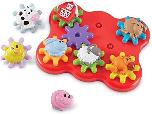 Learning Resources Barnyard Friends Build & Spin - Toddler Sensory Toys, Montessori Building Set, Preschool STEM, Busy Board Cogs and Gears for Kids