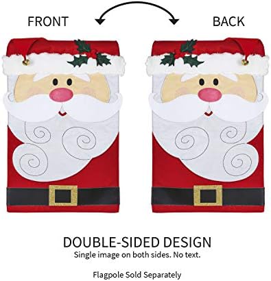 Evergreen Flag Embellished Santa Claus Christmas Applique Garden Flag - 12.5 x 18 Inches Outdoor Decor for Homes and Gardens