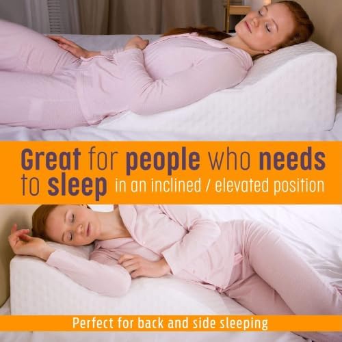 Aeris Wedge Pillow for Sleeping, Acid Reflux, and Snoring - Memory Foam Bed Wedge, 19-Degree Incline - Post-Surgery Recovery, Reading