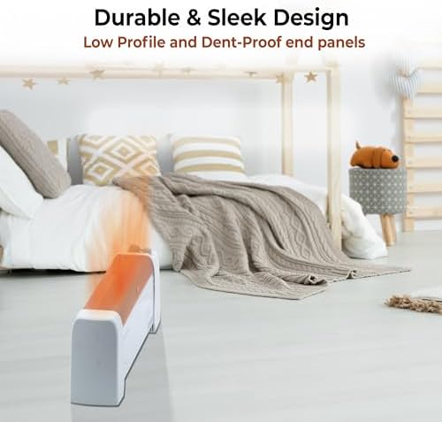 Comfort Zone Electric Baseboard Space Heater with Adjustable Thermostat, Dent-Proof End Panels, Overheat Protection, Tip-Over Switch, & Stay-Cool Body, Ideal for Home, Bedroom, & Office, 1,500W, CZ600