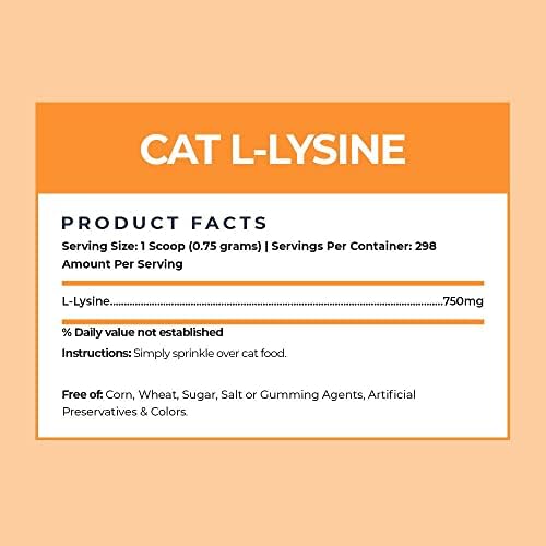 Alpha Paw - Human Grade for Pets - Cat Lysine Supplement - Extra Servings 5-10 Month Supply - Natural Lysine (8 Ounces/227 Grams)