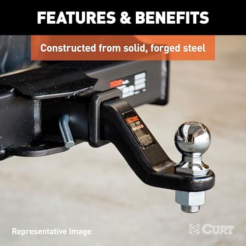 CURT 45332 Trailer Hitch Ball Mount with 2-5/16-Inch Trailer Ball & Hitch Pin, Fits 2-Inch Receiver, 15,000 lbs. GTW, 4-Inch Drop