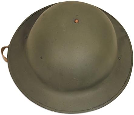 WWI Doughboy Helmet Replica – 18 Gauge Steel M1917 U.S. Army Helmet with Adjustable Canvas Liner Historical Collectible reenactors Display