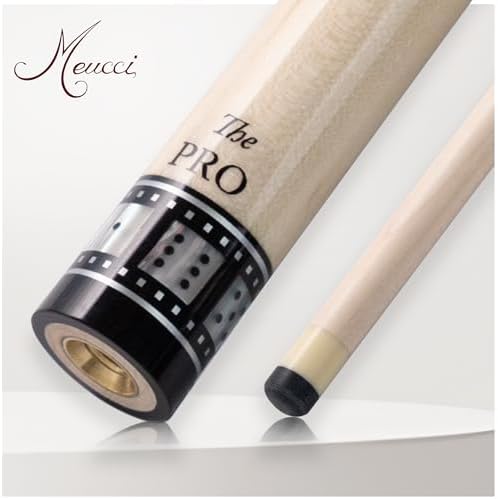Meucci Pool Cues - BMC Casino 10 - Professional Billiard Pool Stick with Card and Ivory Dice Sleeve, Ebony Color Wrap, Power Piston Forearm