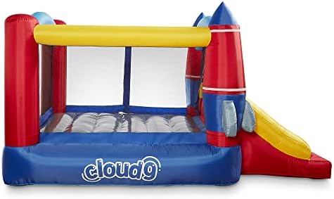 Cloud 9 Inflatable Bounce House and Blower, Rocket Theme Bouncer for Kids with Slide, Includes Stakes and Repair Patches