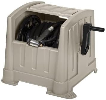 Garden Hose Reel Cart Suncast CPLPPJ100DT Hideaway with 100-Foot Hose Capacity, Heavy Duty Resin Portable. Perfect for Patio & Poolside Cleaning