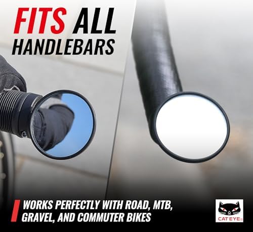 CATEYE BM-45 Bar End Mirror | Road, MTB and Gravel Bikes, Durable Aluminum with Scratch-Resistant Glass, Visibility and Safety for Cyclists