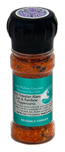 Salty Wahine Gourmet Hawaiian Sea Salts, Hawaiian Sea Salt and Rainbow Peppercorns, 4 Ounce