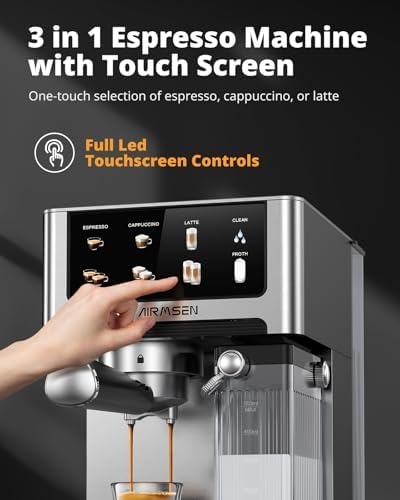 AIRMSEN 20 Bar Espresso Machine with Automatic Milk Frother, Cappuccino & Latte Coffee Maker with Quick Brew Dual Boiler (1350W + 1000W)