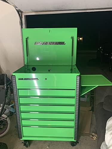 Storage Cabinet Featuring a Full Bank Tool Chest Service Cart on Wheels, Green